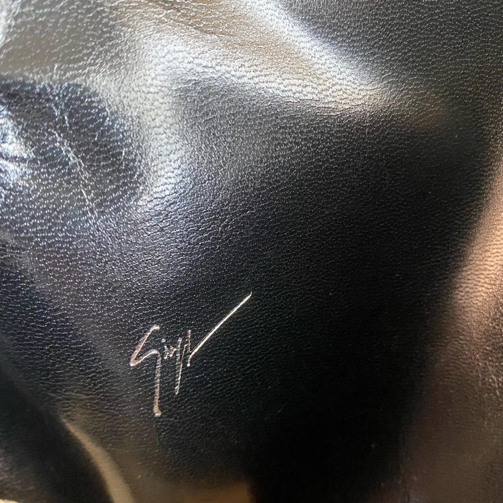 Giuseppe Zanoti Black Tall Patent Leather Boots with Metallic Heel Size 37 - Picture 10 of 11